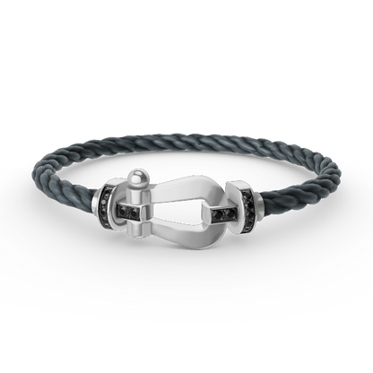 [Angela Jewellery]FORCE LARGE HORSESHOE BLACK DIAMOND BRACELET SILVER