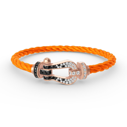 [Angela Jewellery]FORCE LARGE HORSESHOE BLACK WHITE DIAMOND BRACELET ROSE GOLD