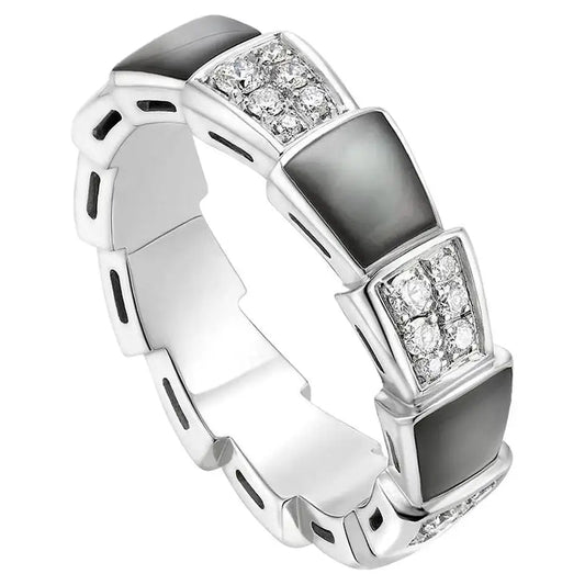 [Angela Jewellery]SERPENTI RING SILVER DIAMOND BLACK MOP 4MM