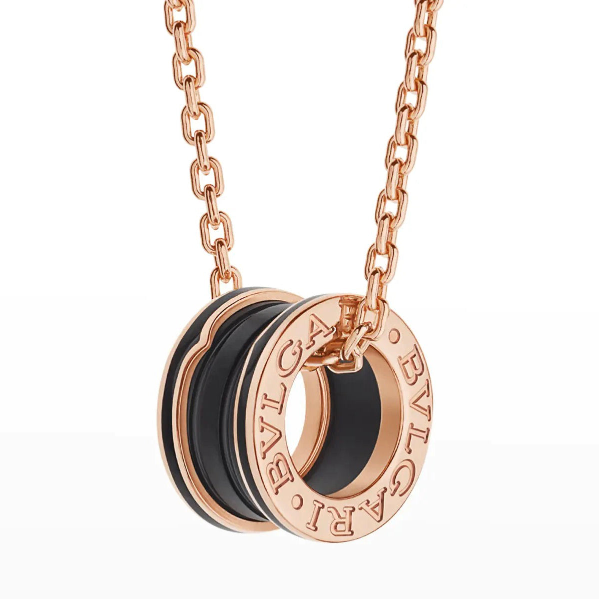 [Angela Jewellery]ZERO 1 BLACK CERAMIC PINK GOLD NECKLACE