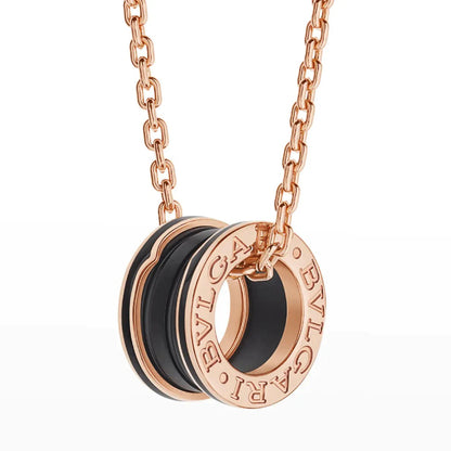 [Angela Jewellery]ZERO 1 BLACK CERAMIC PINK GOLD NECKLACE