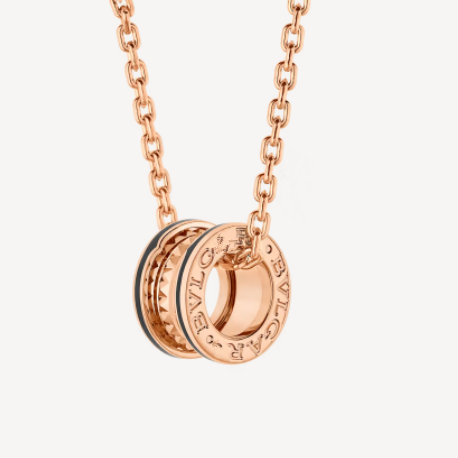 [Angela Jewellery]ZERO 1 ROCK PEDANT PINK GOLD BLACK NECKLACE