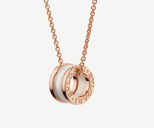[Angela Jewellery]ZERO 1 WHITE CERAMIC PINK GOLD NECKLACE