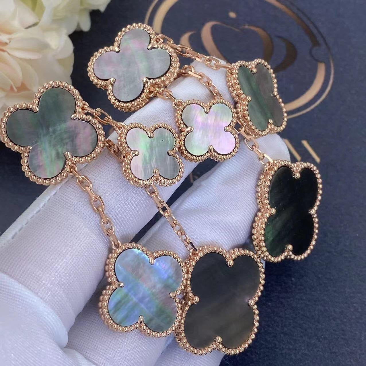 [Angela Jewellery]CLOVER EARRINGS DARK MOP 4 MOTIFS ROSE GOLD