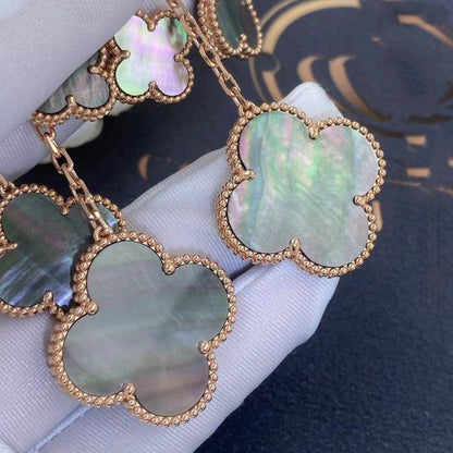 [Angela Jewellery]CLOVER EARRINGS DARK MOP 4 MOTIFS ROSE GOLD