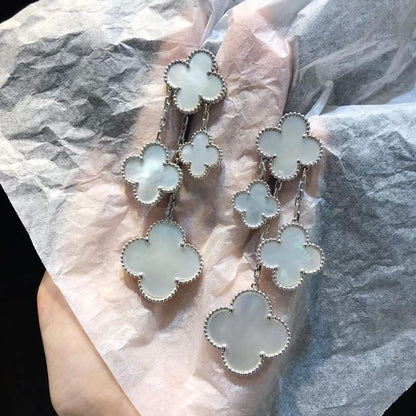 [Angela Jewellery]CLOVER EARRINGS WHITE MOP 4 MOTIFS SILVER