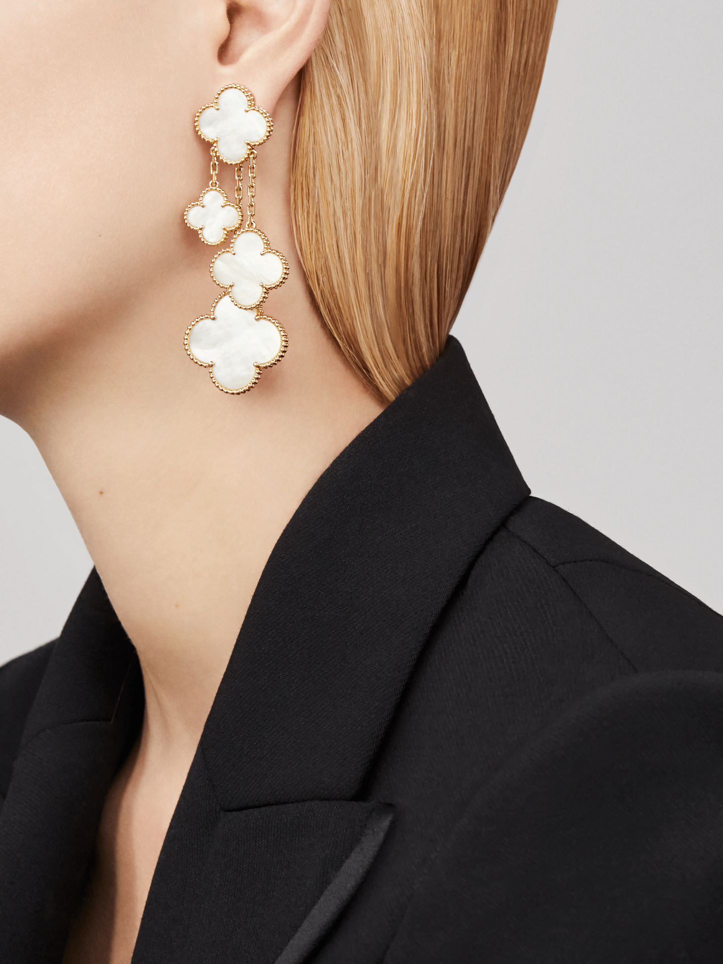 [Angela Jewellery]CLOVER EARRINGS WHITE MOP 4 MOTIFS GOLD