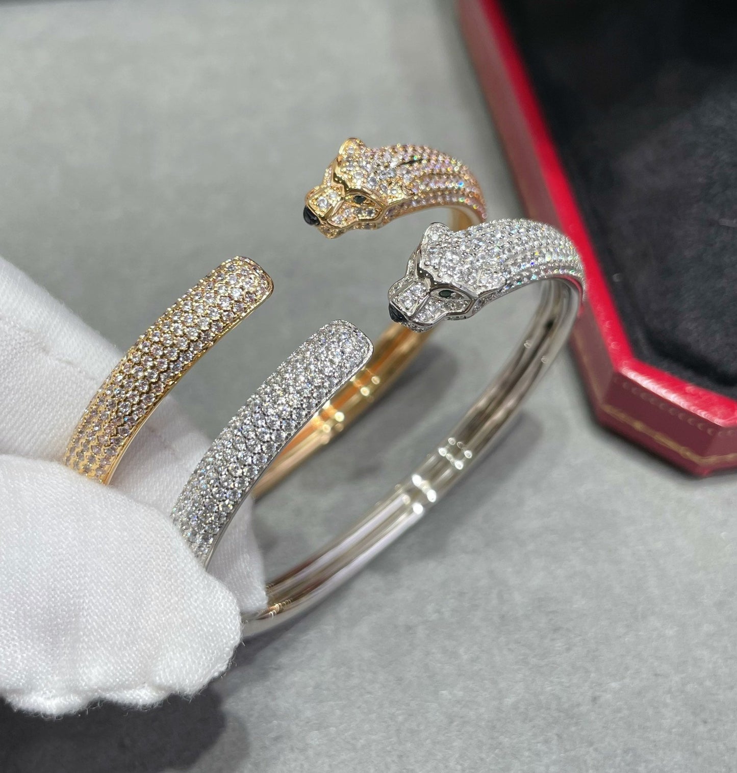[Angela Jewellery]PANTHERE FULL DIAMOND OPEN BRACELET