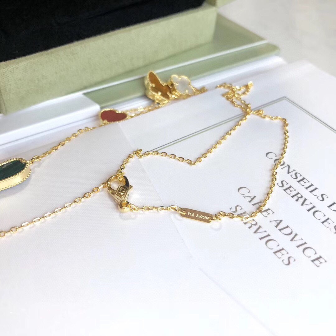 [Angela Jewellery]LUCKY SPRING 4 MOTIFS ROSE GOLD NECKLACE