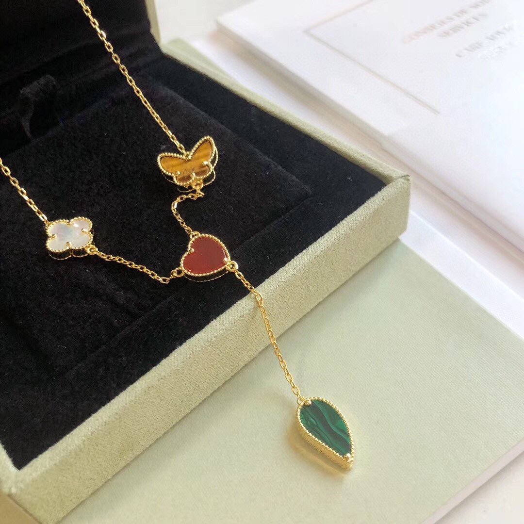 [Angela Jewellery]LUCKY SPRING 4 MOTIFS ROSE GOLD NECKLACE