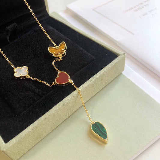[Angela Jewellery]LUCKY SPRING 4 MOTIFS ROSE GOLD NECKLACE
