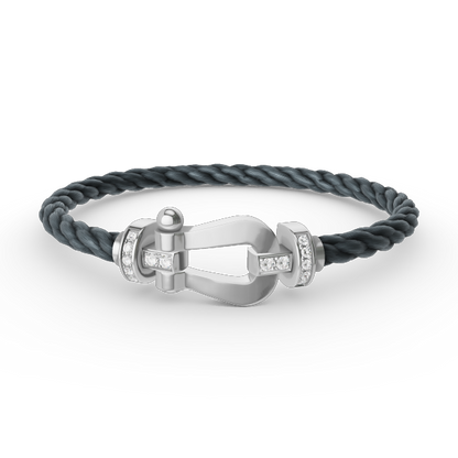 [Angela Jewellery]FORCE LARGE HORSESHOE HALF DIAMOND BRACELET SILVER
