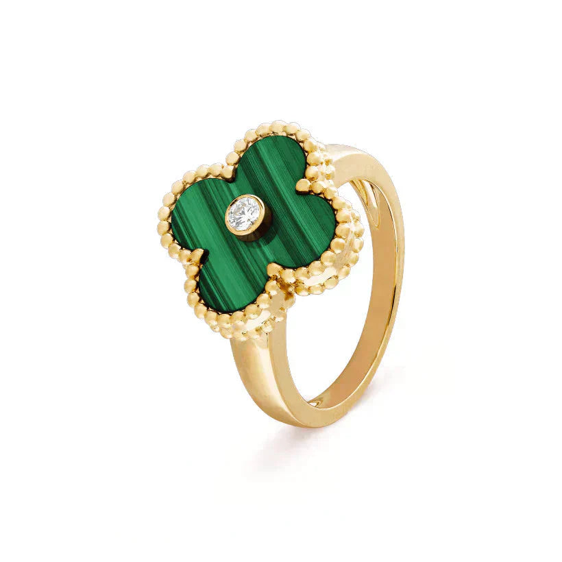 [Angela Jewellery]CLOVER MALACHITE RING GOLD DIAMOND