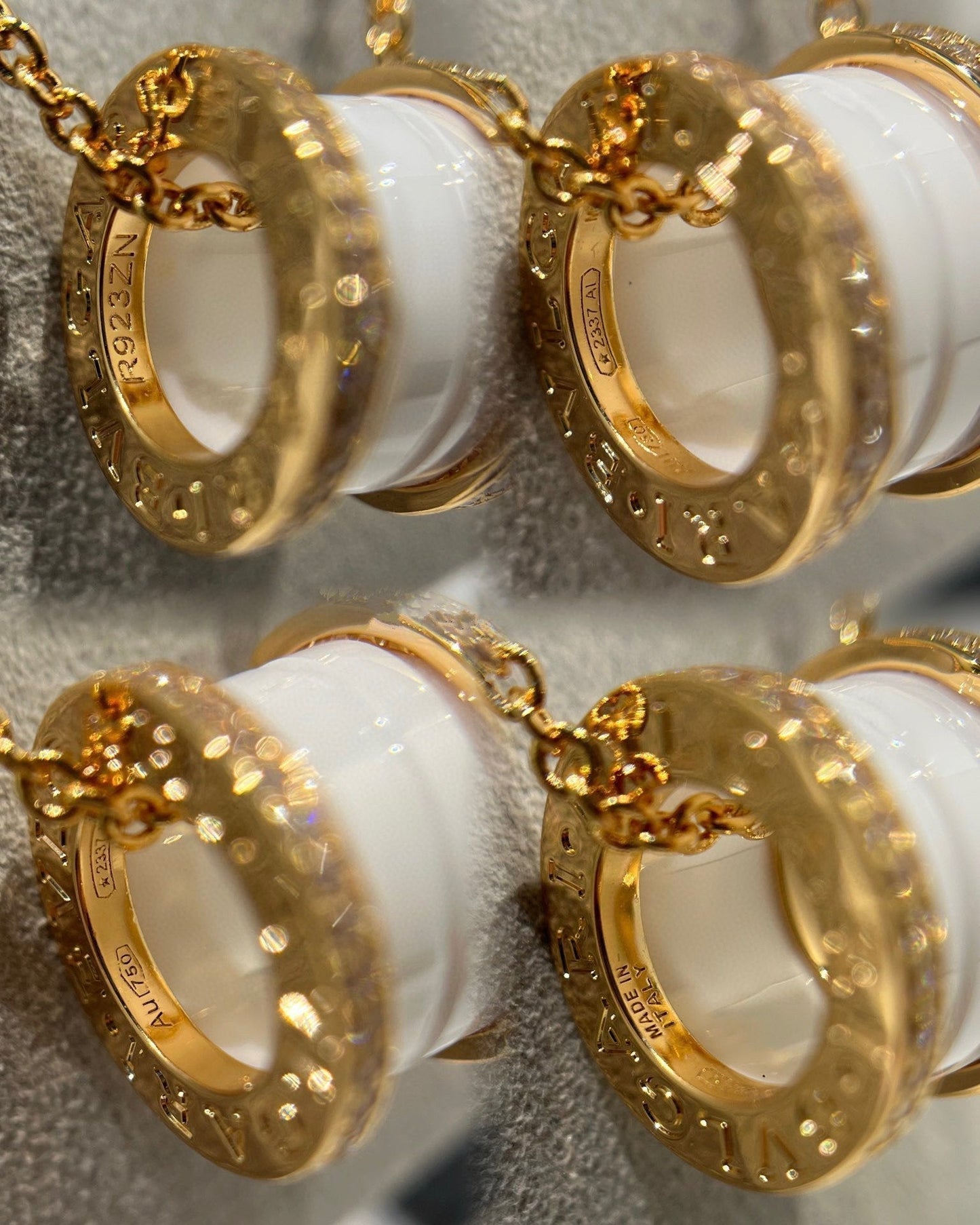 [Angela Jewellery]ZERO 1 WHITE CERAMIC DIAMOND PINK GOLD NECKLACE